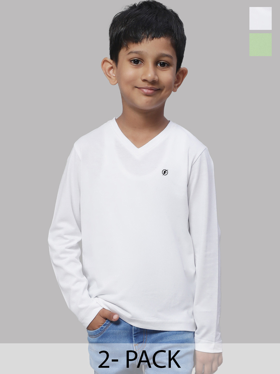 

Friskers Boys White 2 V-Neck Raw Edge T-shirt
