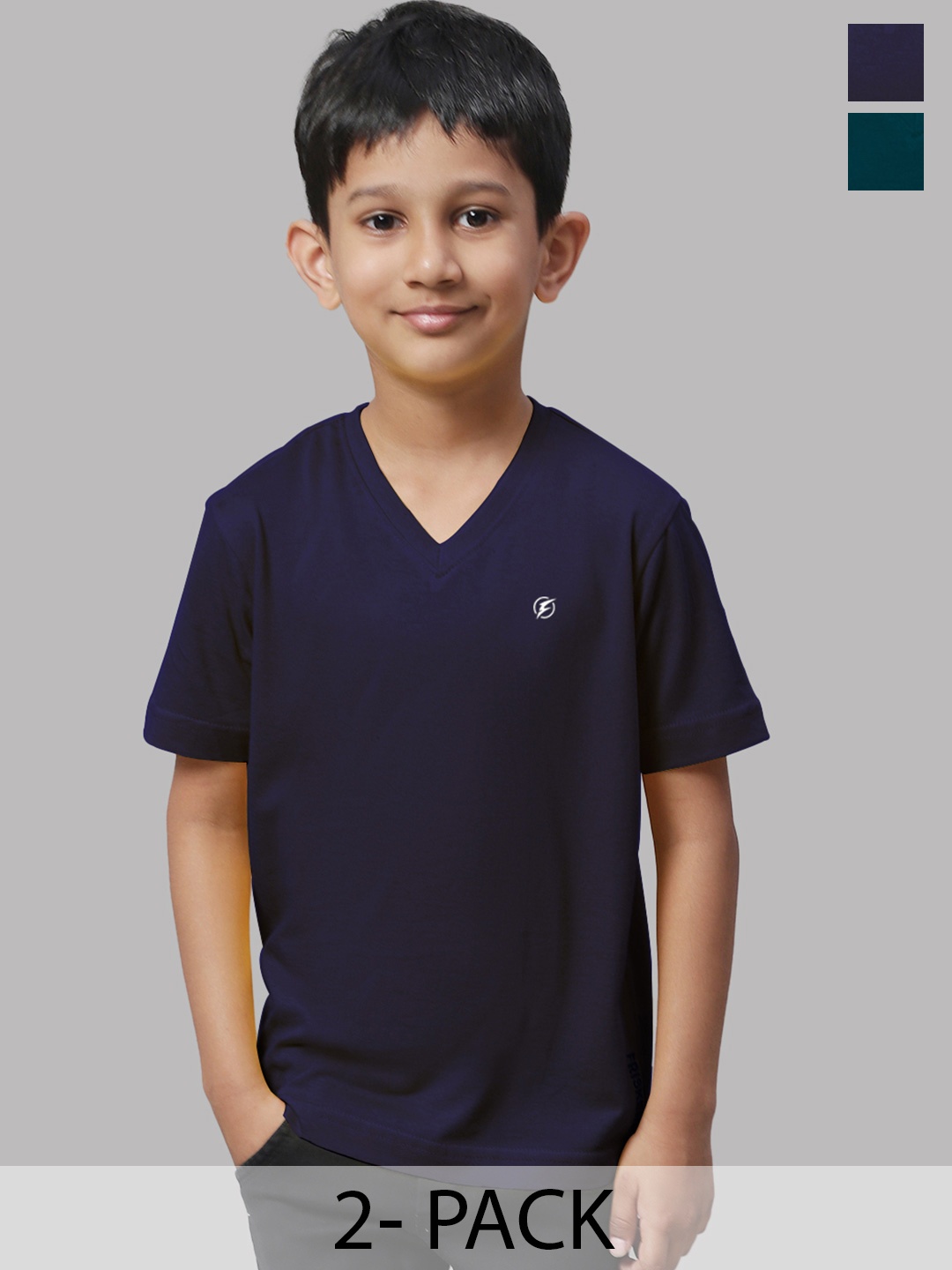 

Friskers Boys Black 2 V-Neck Pockets T-shirt