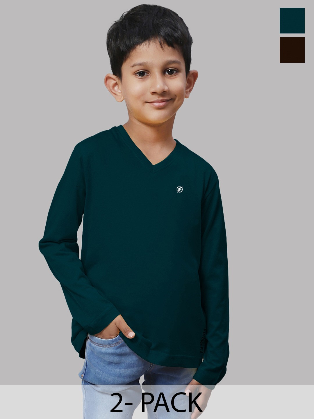 

Friskers Boys Blue 2 V-Neck Pockets T-shirt