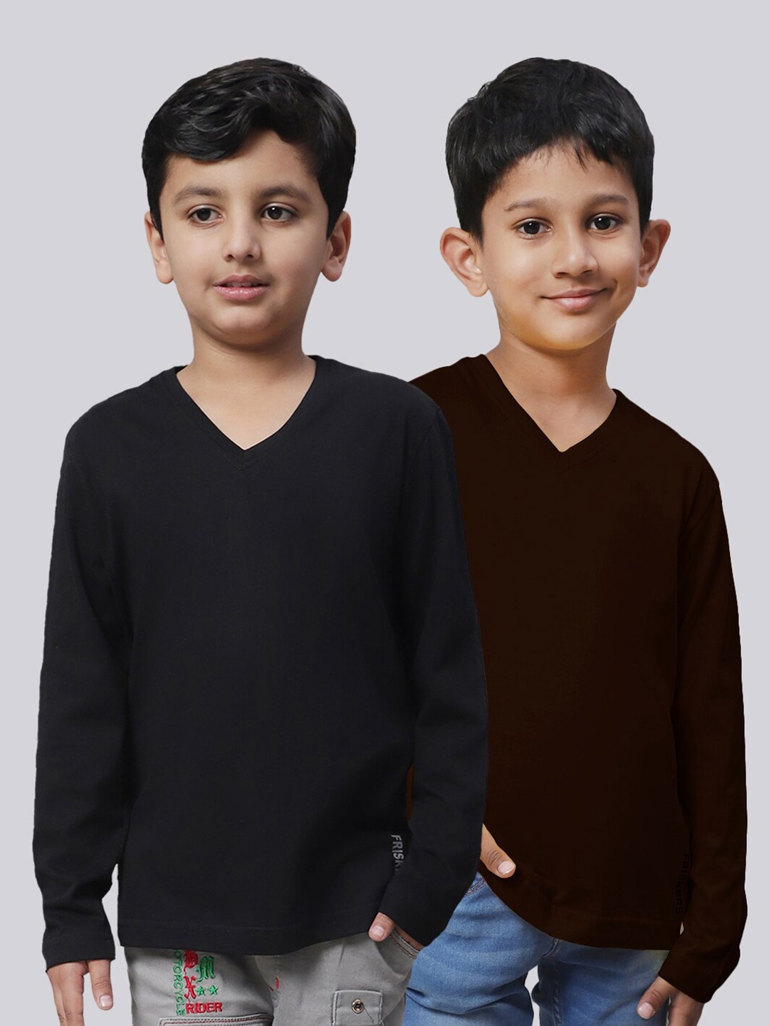 

Friskers Boys Pack Of 2 V-Neck T-shirts, Black