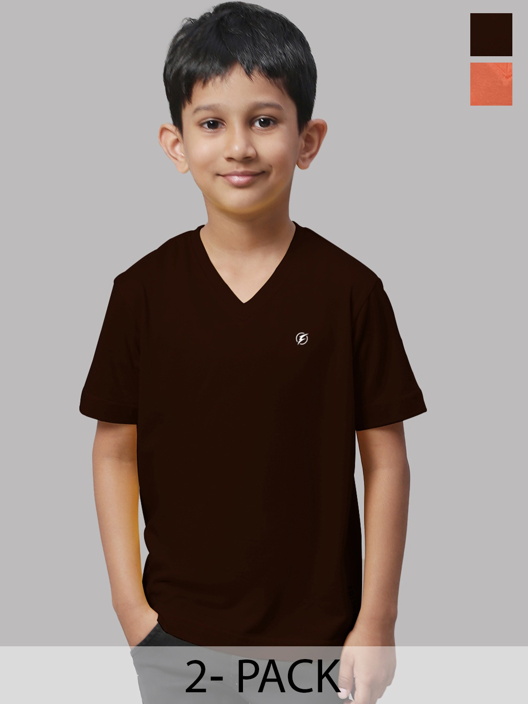 

Friskers Boys Peach-Coloured 2 V-Neck Pockets T-shirt