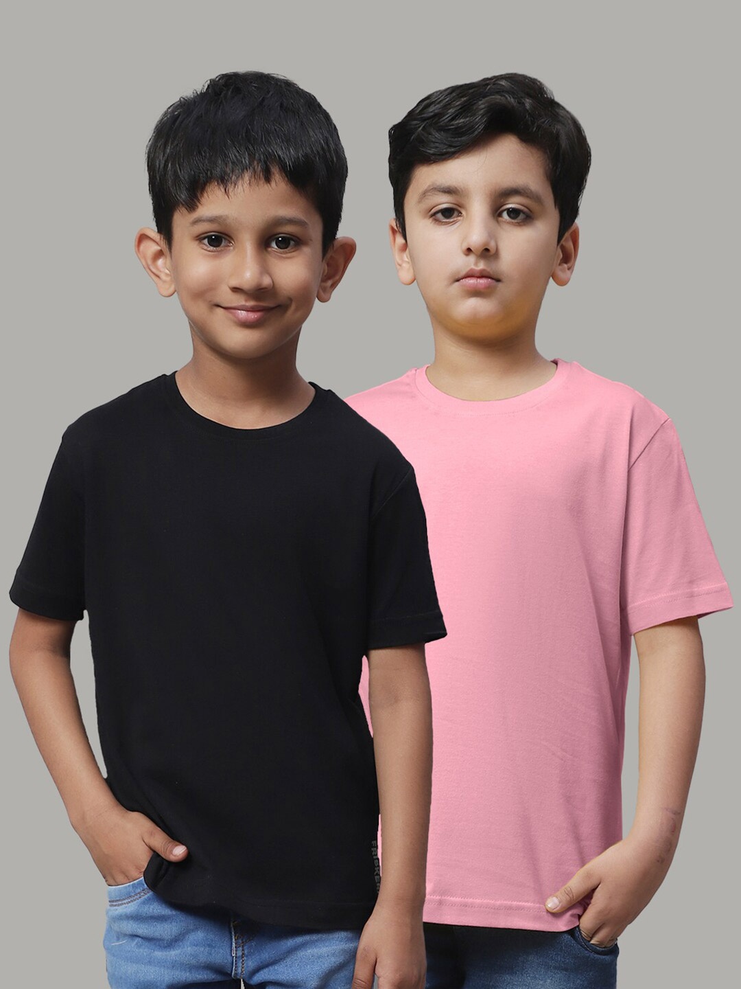 

Friskers Boys Pack Of 2 V-Neck Pure Cotton T-shirts, Black