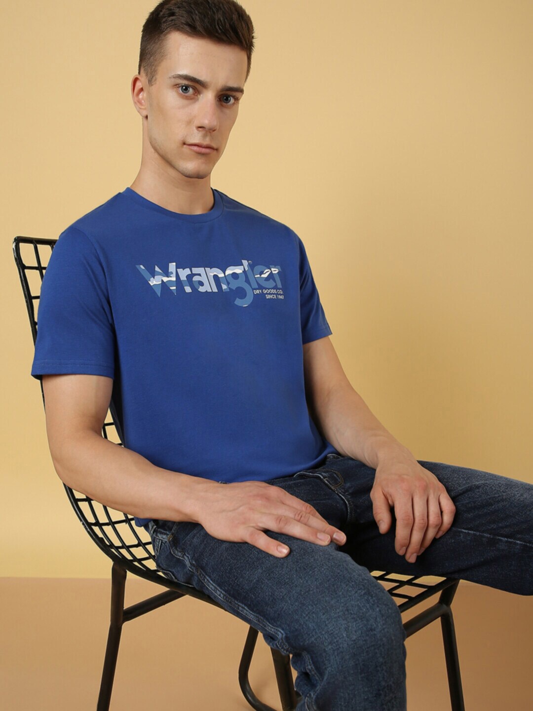 

Wrangler Typography Printed Cotton T-shirt, Blue