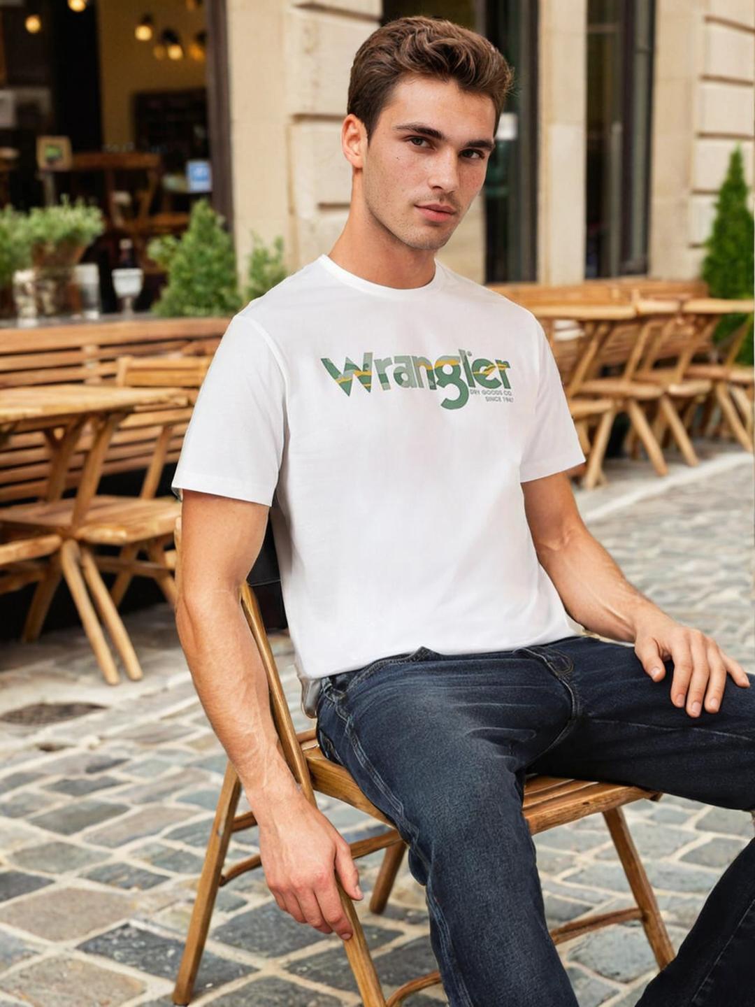 

Wrangler Typography Printed Cotton T-shirt, White