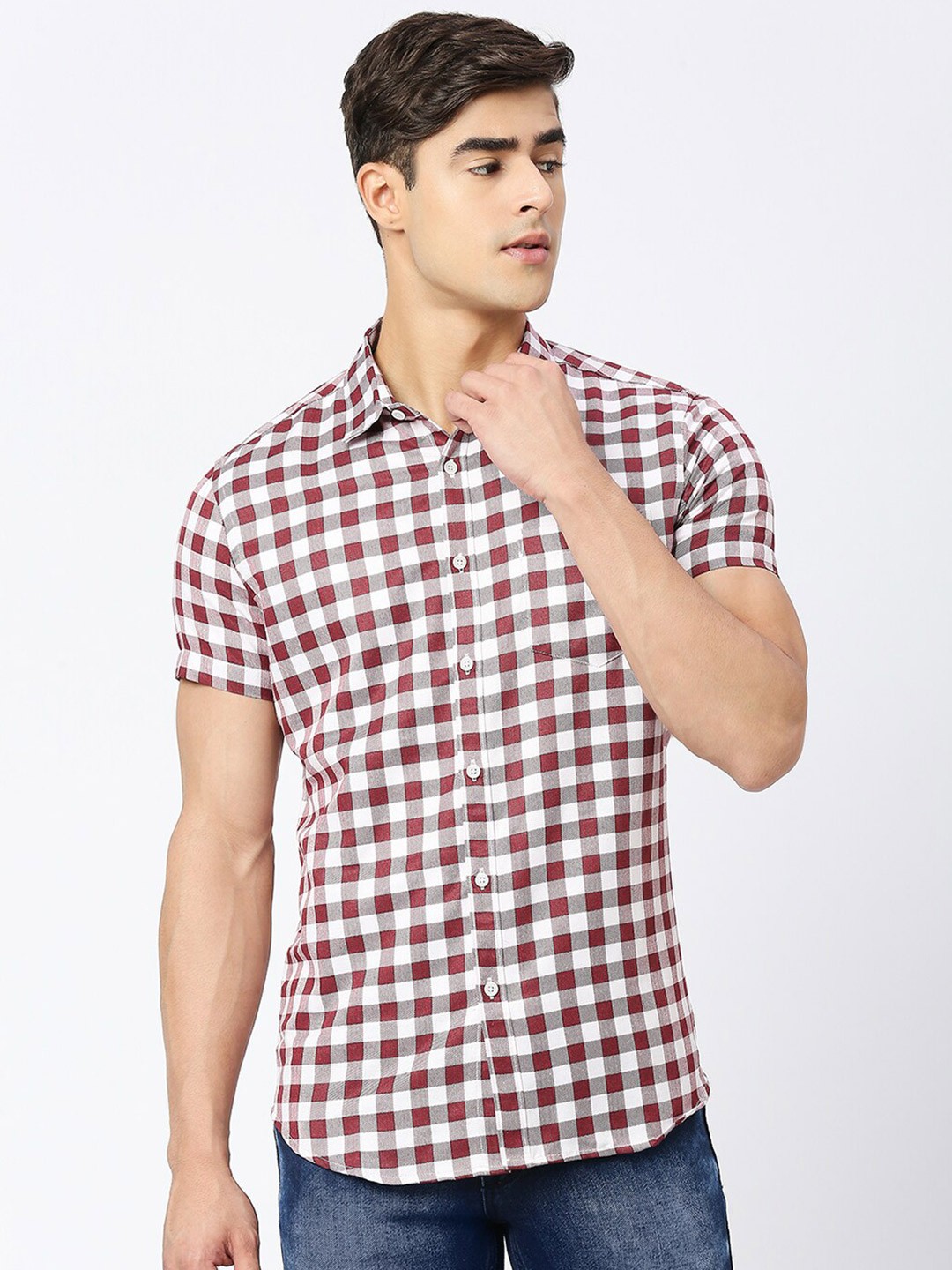 

Metronaut Gingham Checked Casual Shirt, Maroon