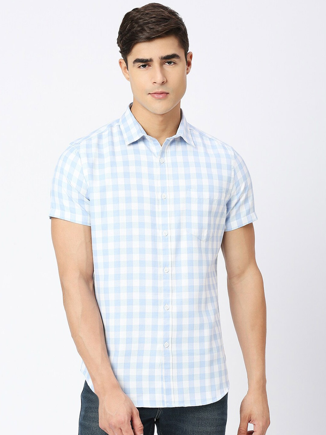 

Metronaut Gingham Checks Checked Opaque Casual Shirt, Blue