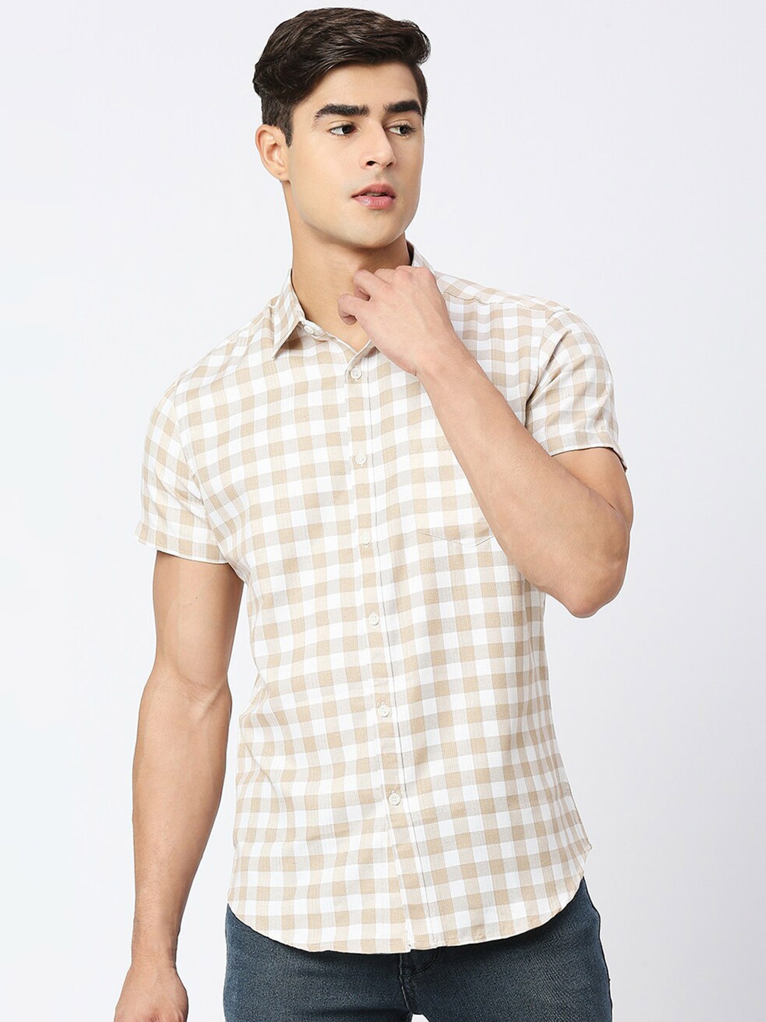 

Metronaut Gingham Checked Casual Shirt, Brown