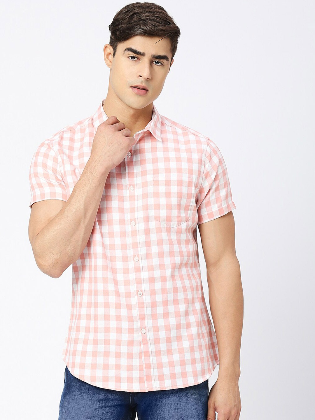 

Metronaut Gingham Checks Casual Shirt, Pink