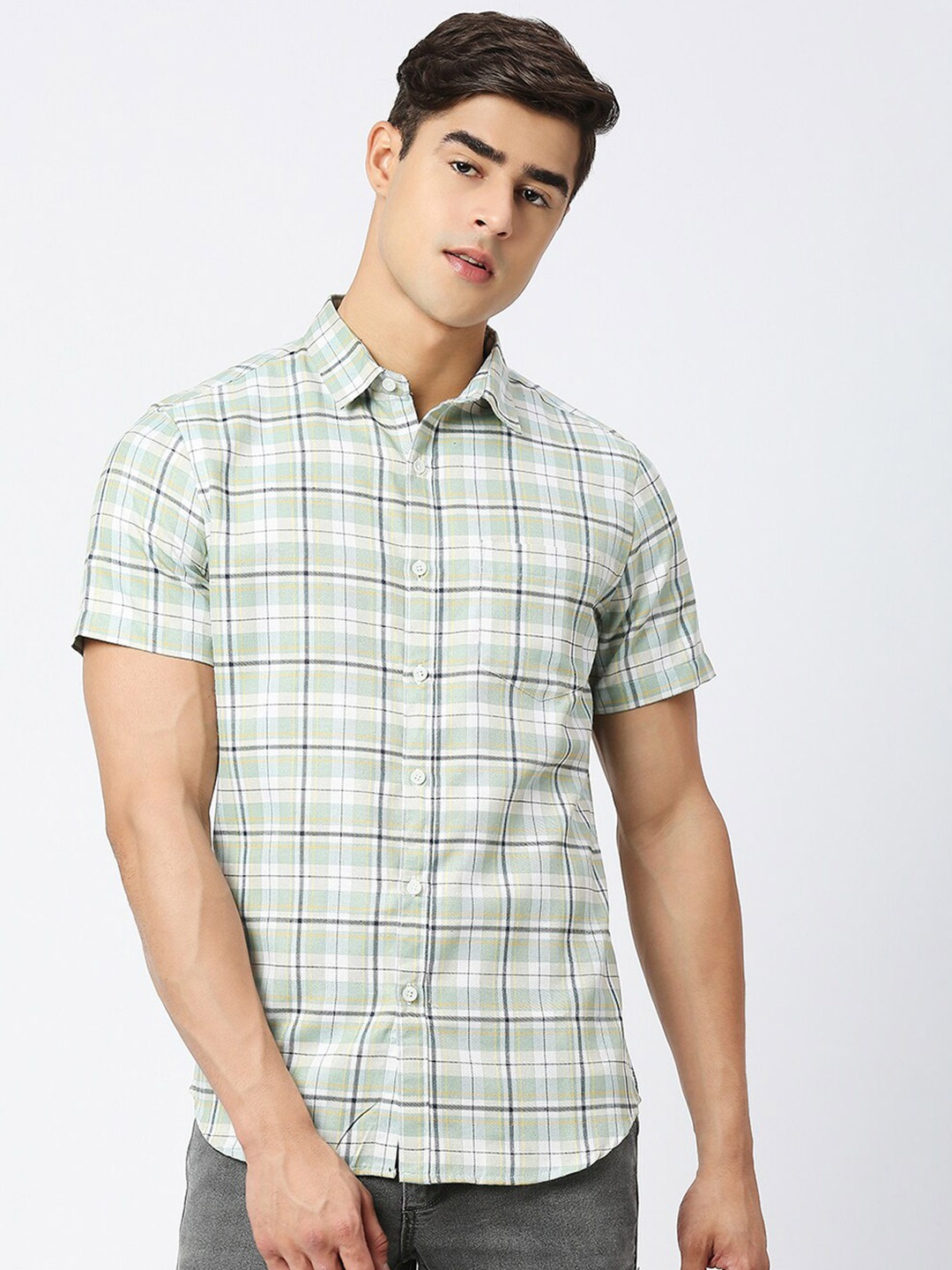 

Metronaut Tartan Checked Casual Shirt, Olive