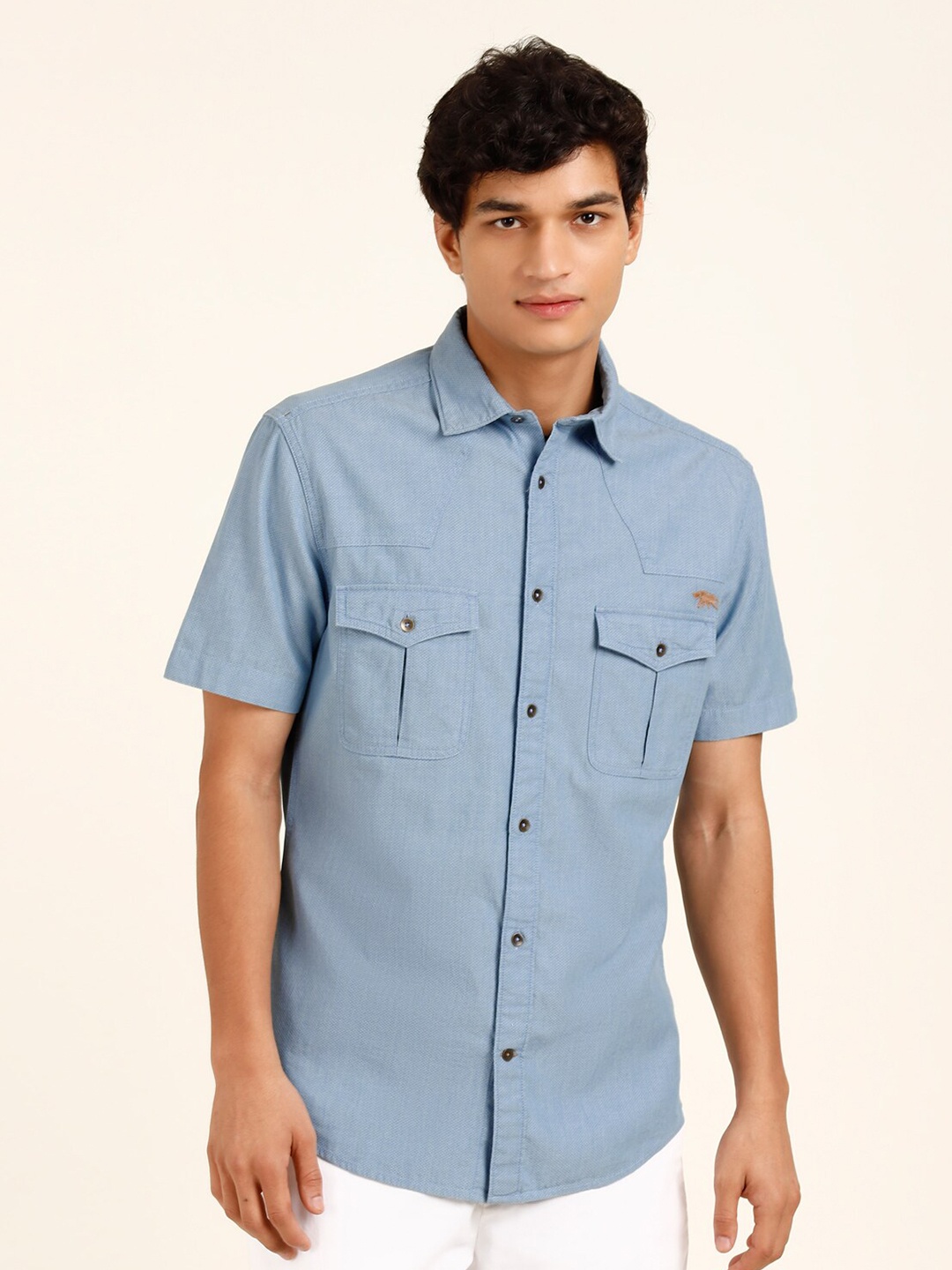 

Andamen Men's Indigo Explorer Cotton Shirt, Blue