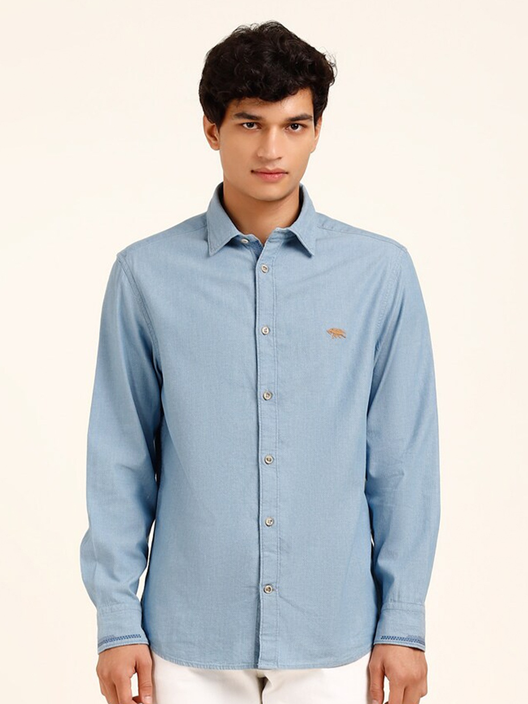 

Andamen Men Carolina Indigo Cotton Shirt, Blue