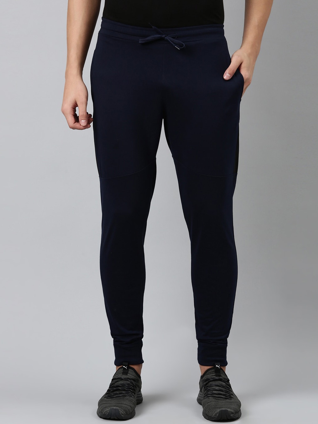 

DIXCY SCOTT Men Regular Fit Mid-Rise Cotton Joggers, Navy blue