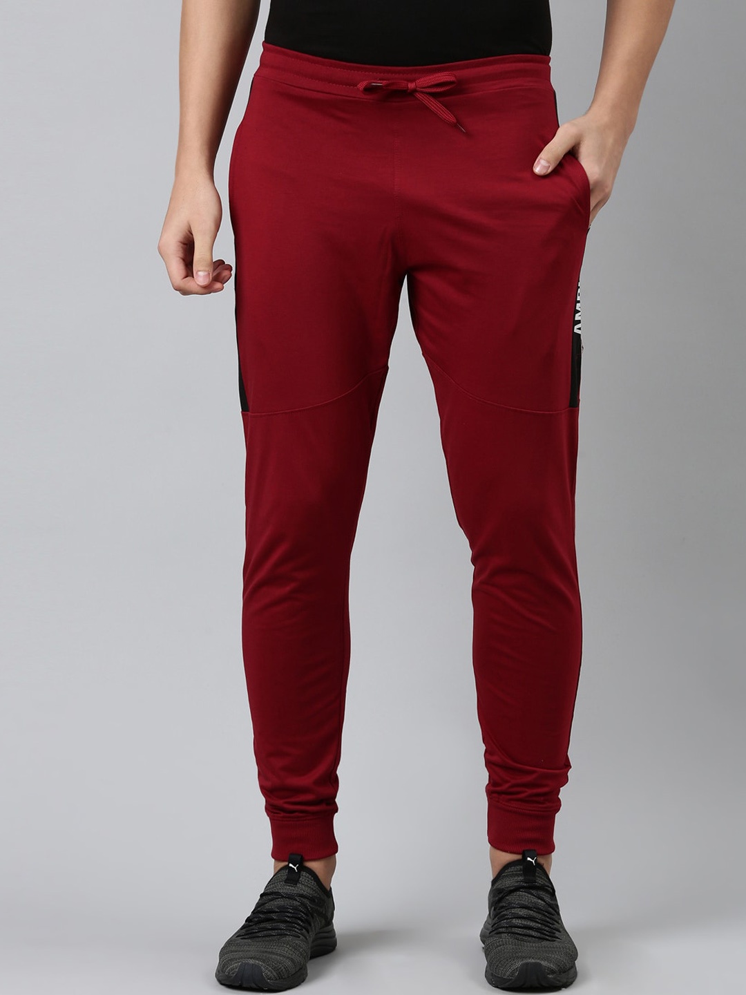 

DIXCY SCOTT Men Comfort Fit Mid-Rise Cotton Joggers, Maroon
