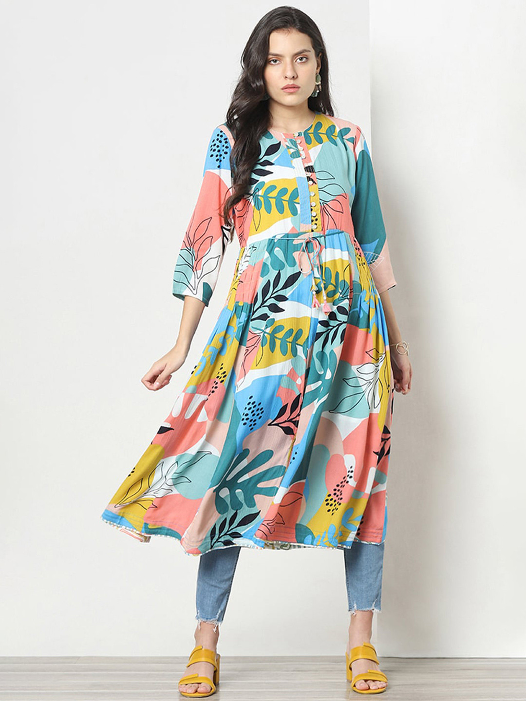 

Marigold Lane Tropical Printed Fit & Flare Midi Dress, White