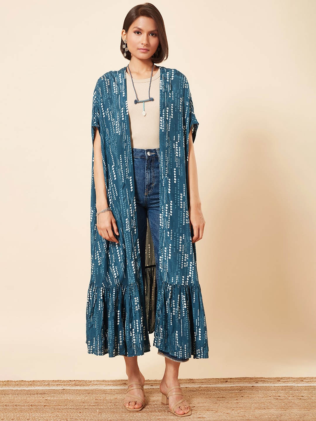 

Marigold Lane Longline Open Front Jacket, Blue