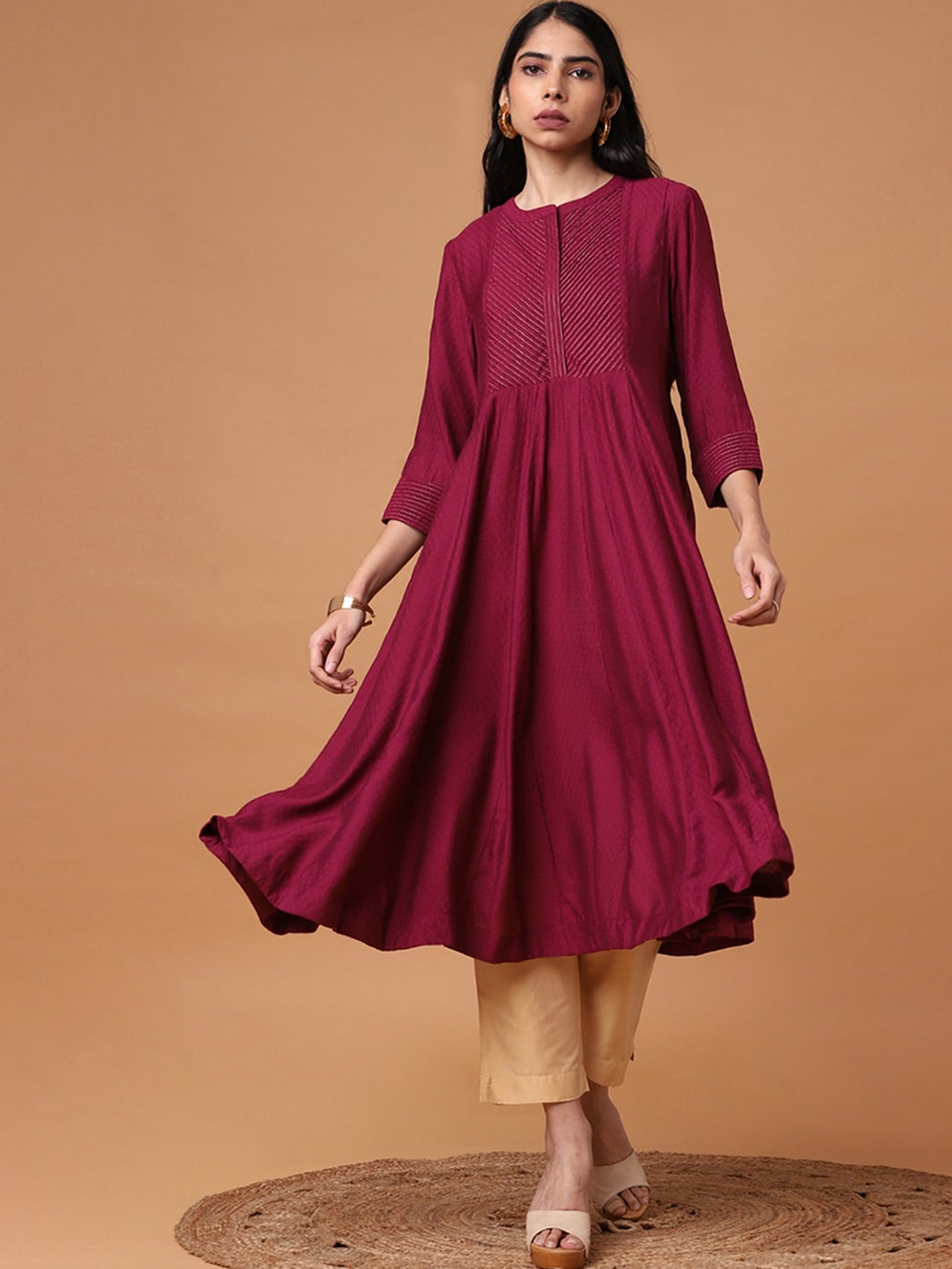 

Marigold Lane Ethnic Motifs Woven Design Anarkali Kurta, Maroon