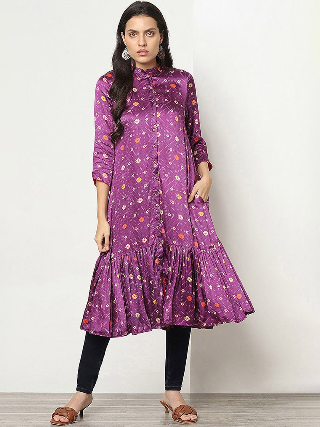 

Marigold Lane Women Bandhani Printed A-Line Kurta, Purple