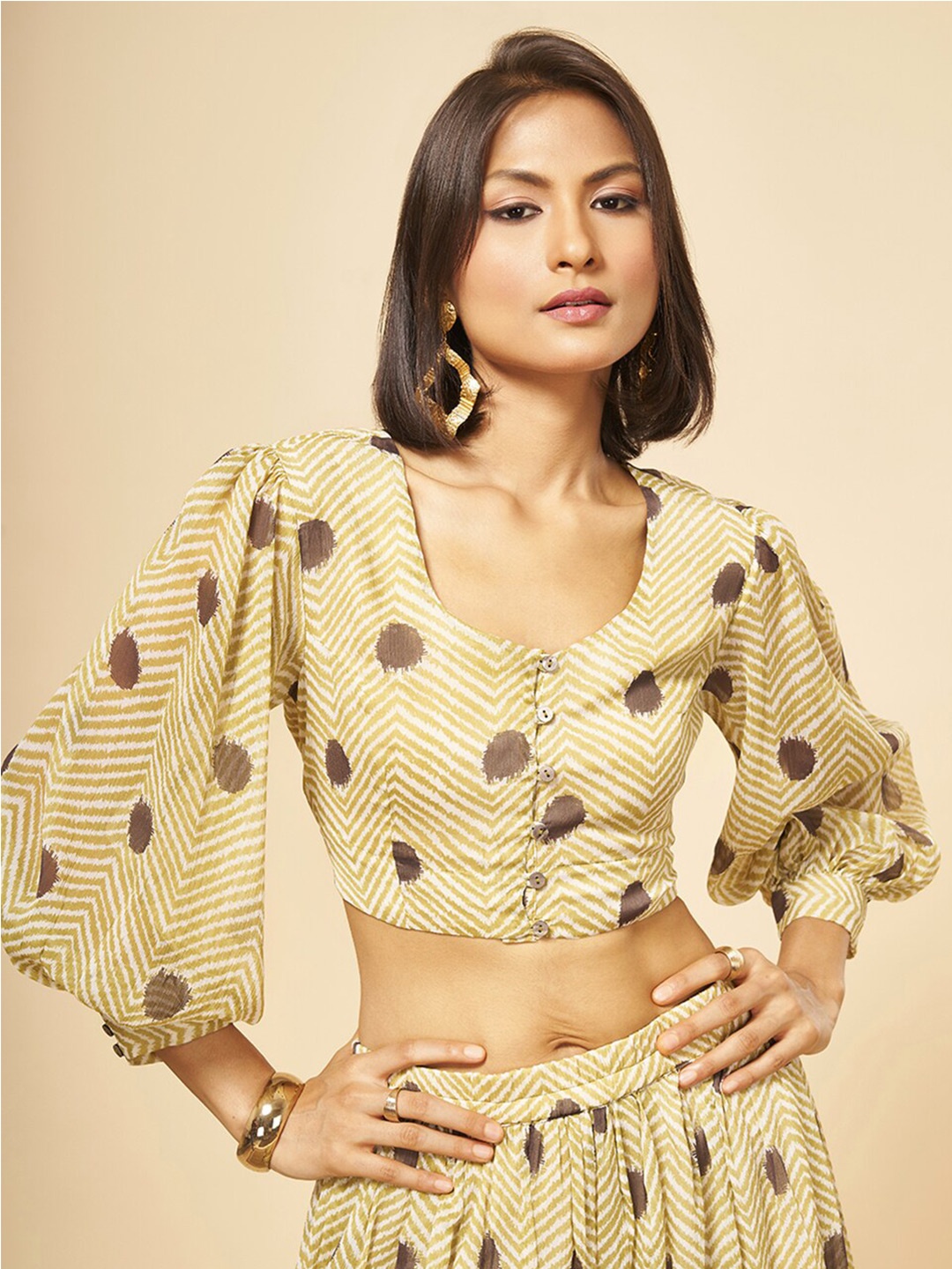 

Marigold Lane Polka Dot Printed Crop Top, Green