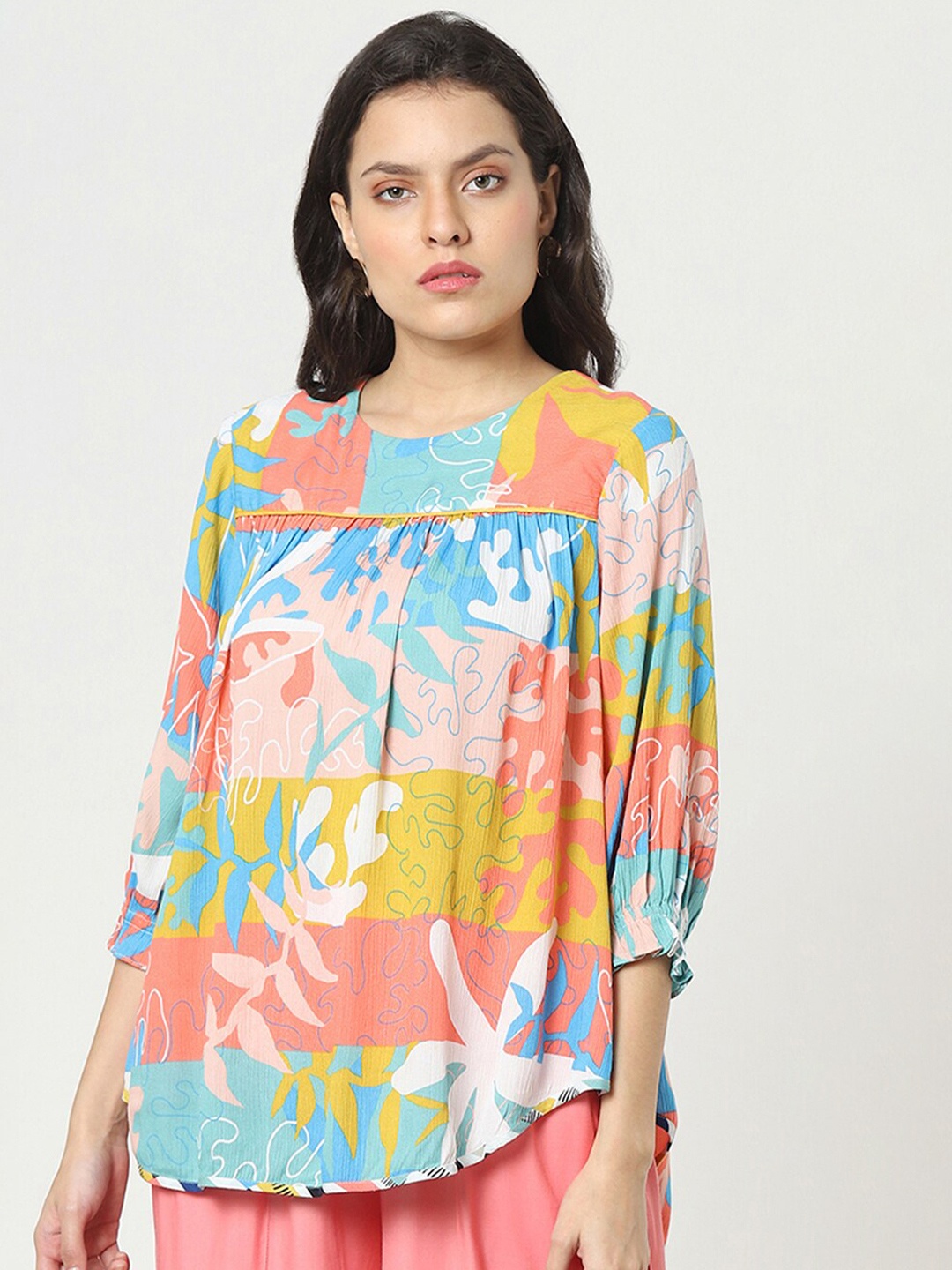 

Marigold Lane Floral Printed Regular Top, Blue