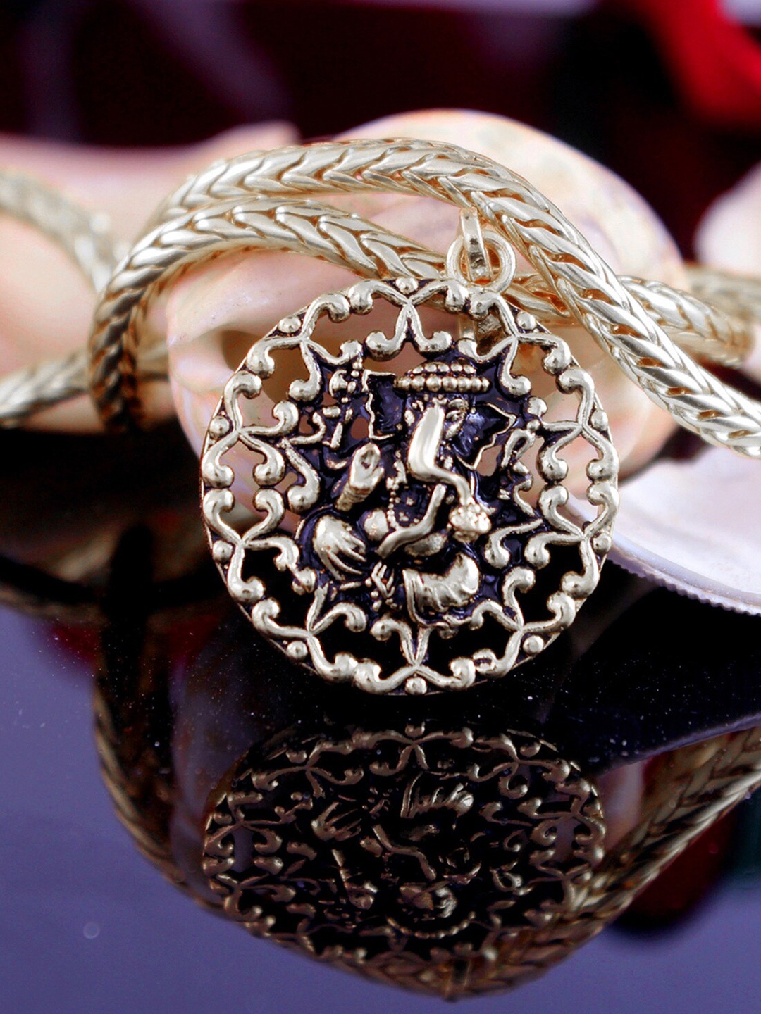 

NAKABH Men Silver-Toned Brass Rhodium-Plated Oxidised Chain