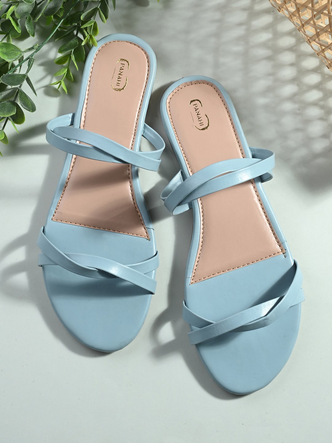 

PANAHI Women Twisted Open Toe Flats, Blue