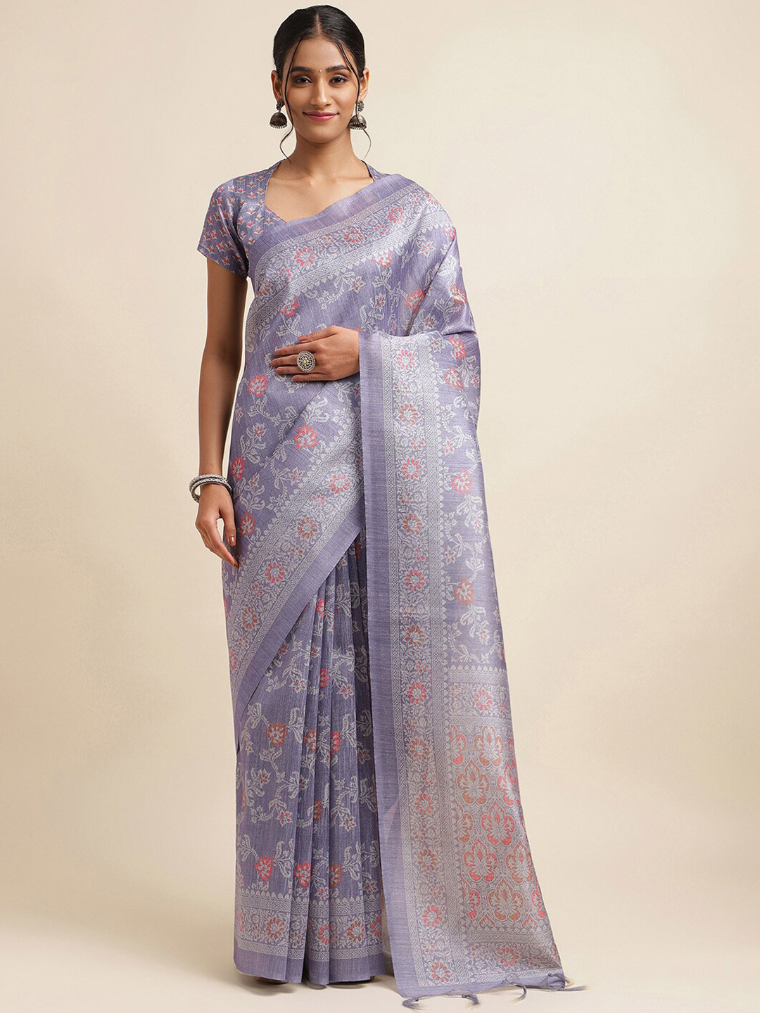 

Satrani Purple Woven Design Art Silk Saree