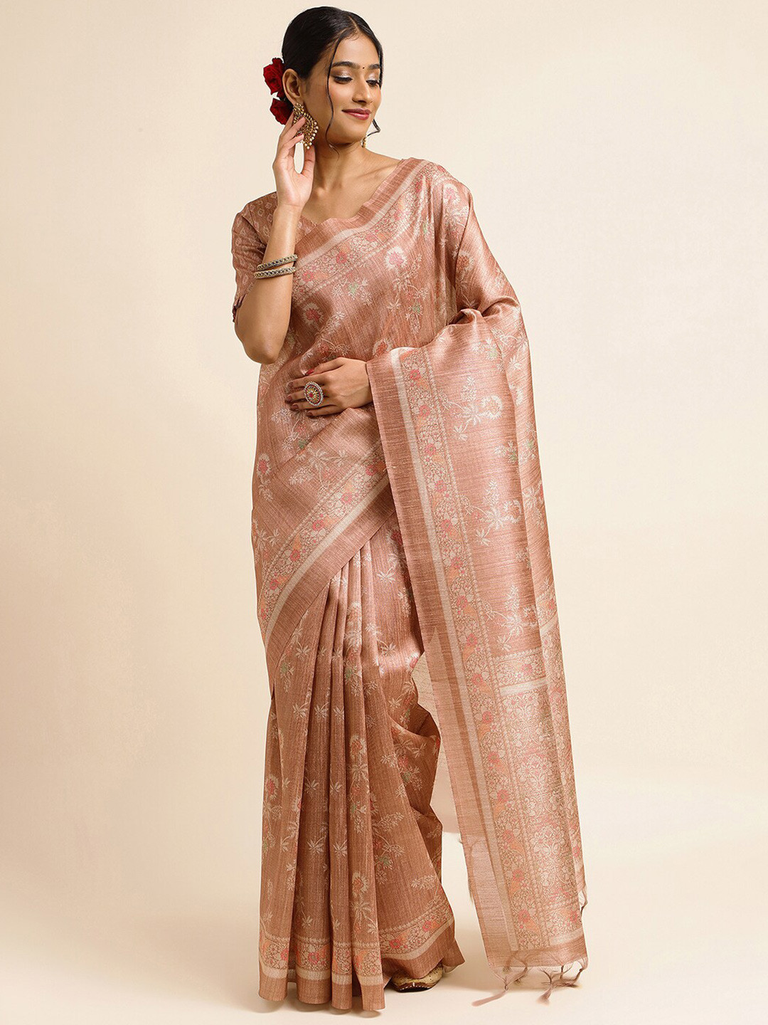

Satrani Brown Woven Design Art Silk Saree