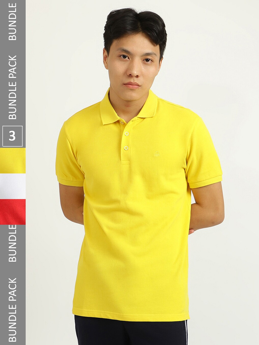 

United Colors of Benetton Pack Of 3 Cotton T-shirts, Yellow