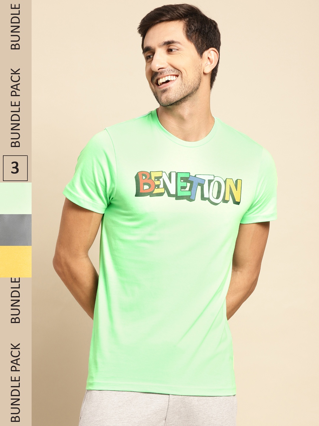 

United Colors of Benetton Pack Of 3 Pure Cotton T-shirts, Green