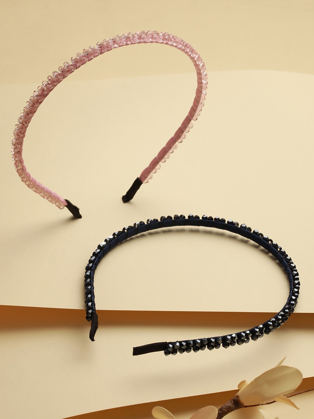 

Jazz and Sizzle Set of 2 Crystal Beaded Hairband, Pink