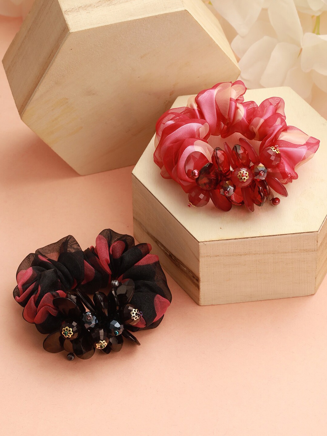 

Jazz and Sizzle Set of 2 Embellished Ponytail Holders, Black