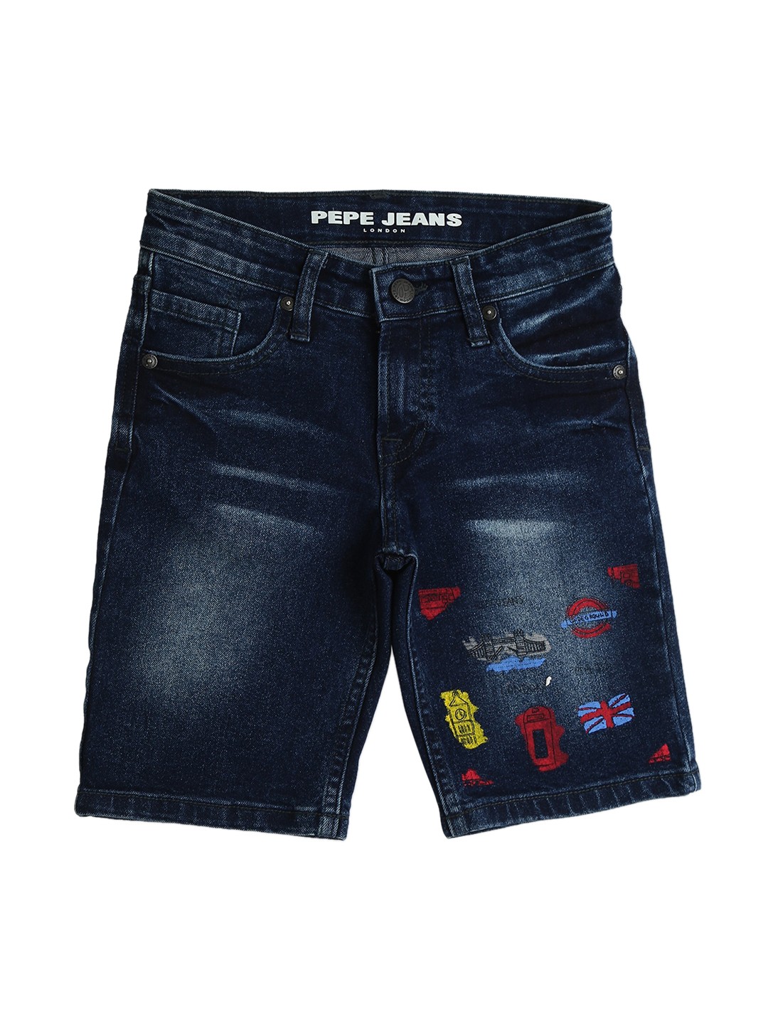 

Pepe Jeans Boys Washed Slim Fit Denim Shorts, Blue