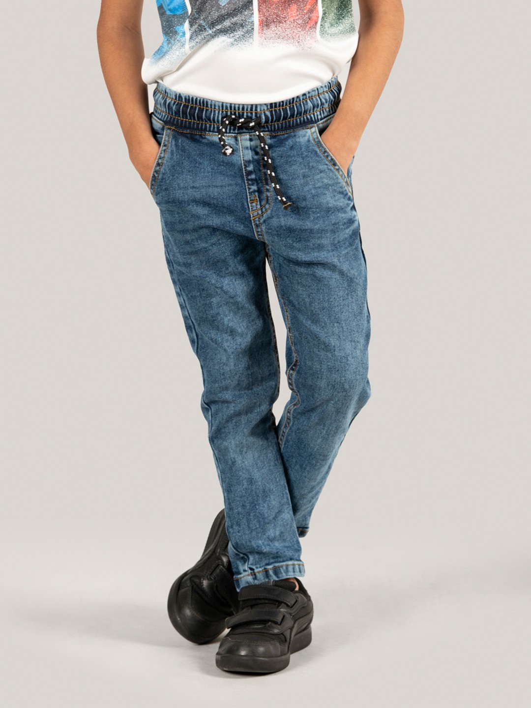 

Zalio Boys Heavy Fade Stretchable Pure Cotton Jeans, Blue
