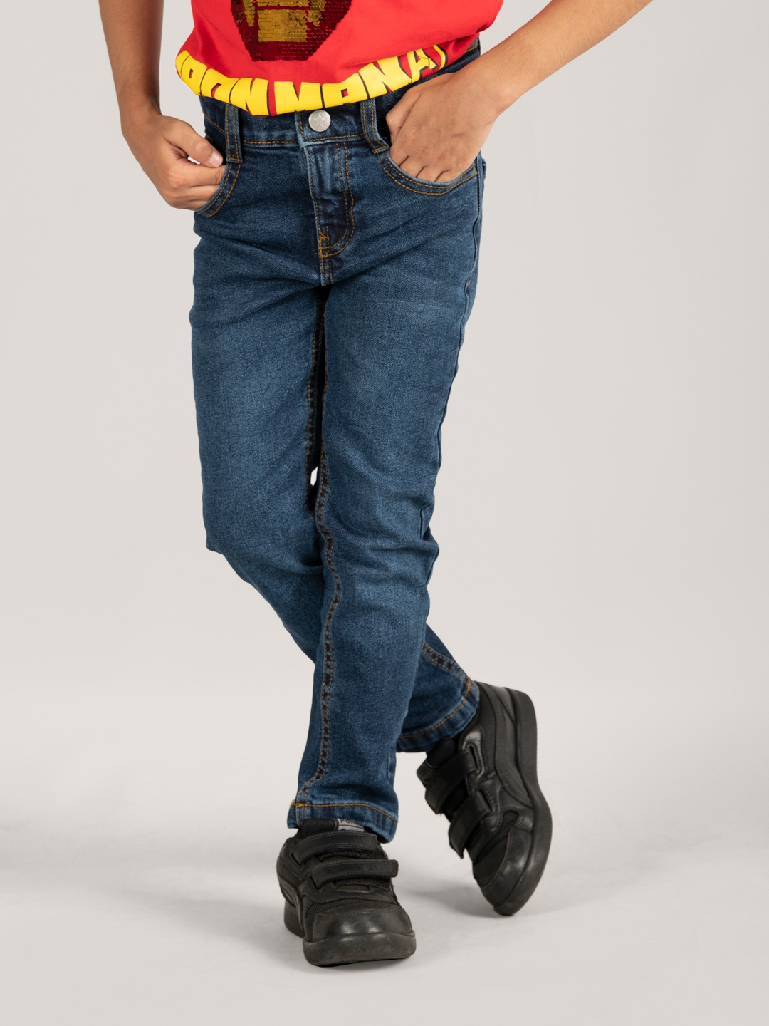 

Zalio Boys Light Fade Stretchable Pure Cotton Jeans, Blue