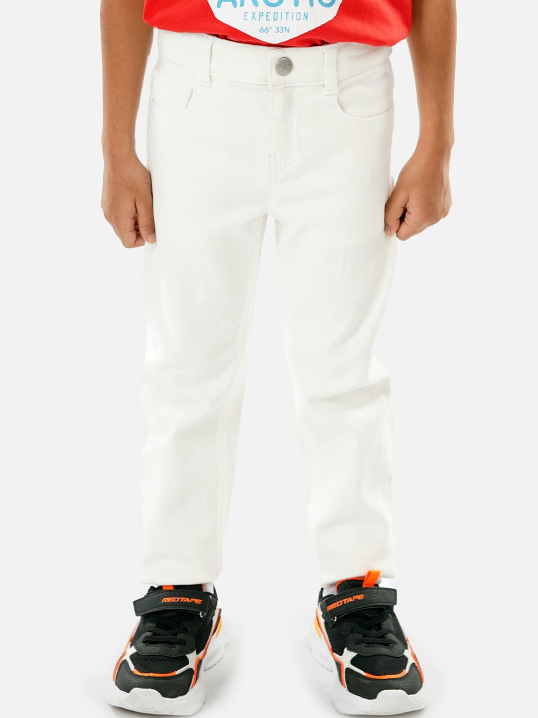 

Zalio Boys Mildly Mid-Rise Stretchable Jeans, White
