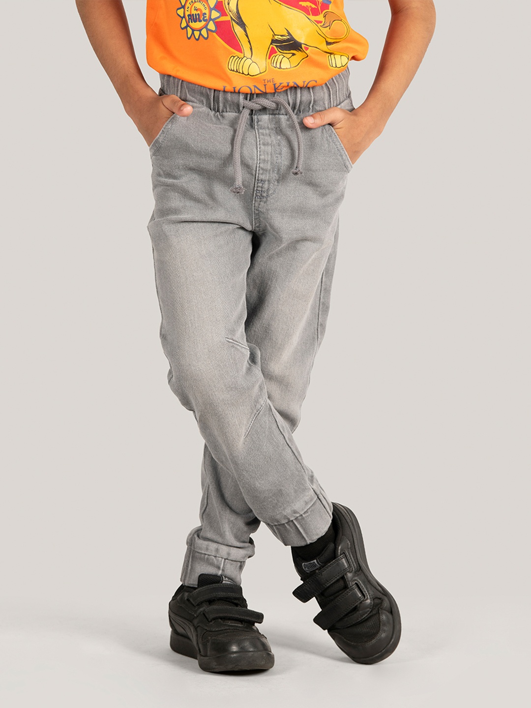 

Zalio Boys Heavy Fade Stretchable Pure Cotton Joggers, Grey