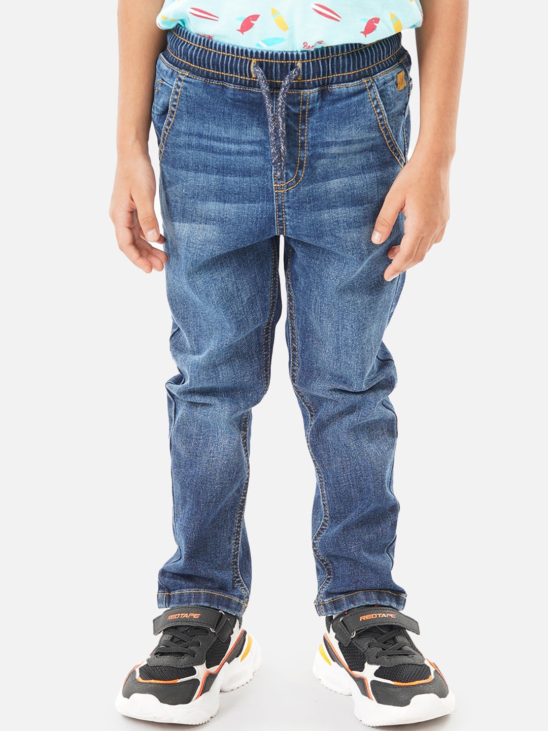 

Zalio Boys Heavy Fade Stretchable Pure Cotton Jeans, Blue