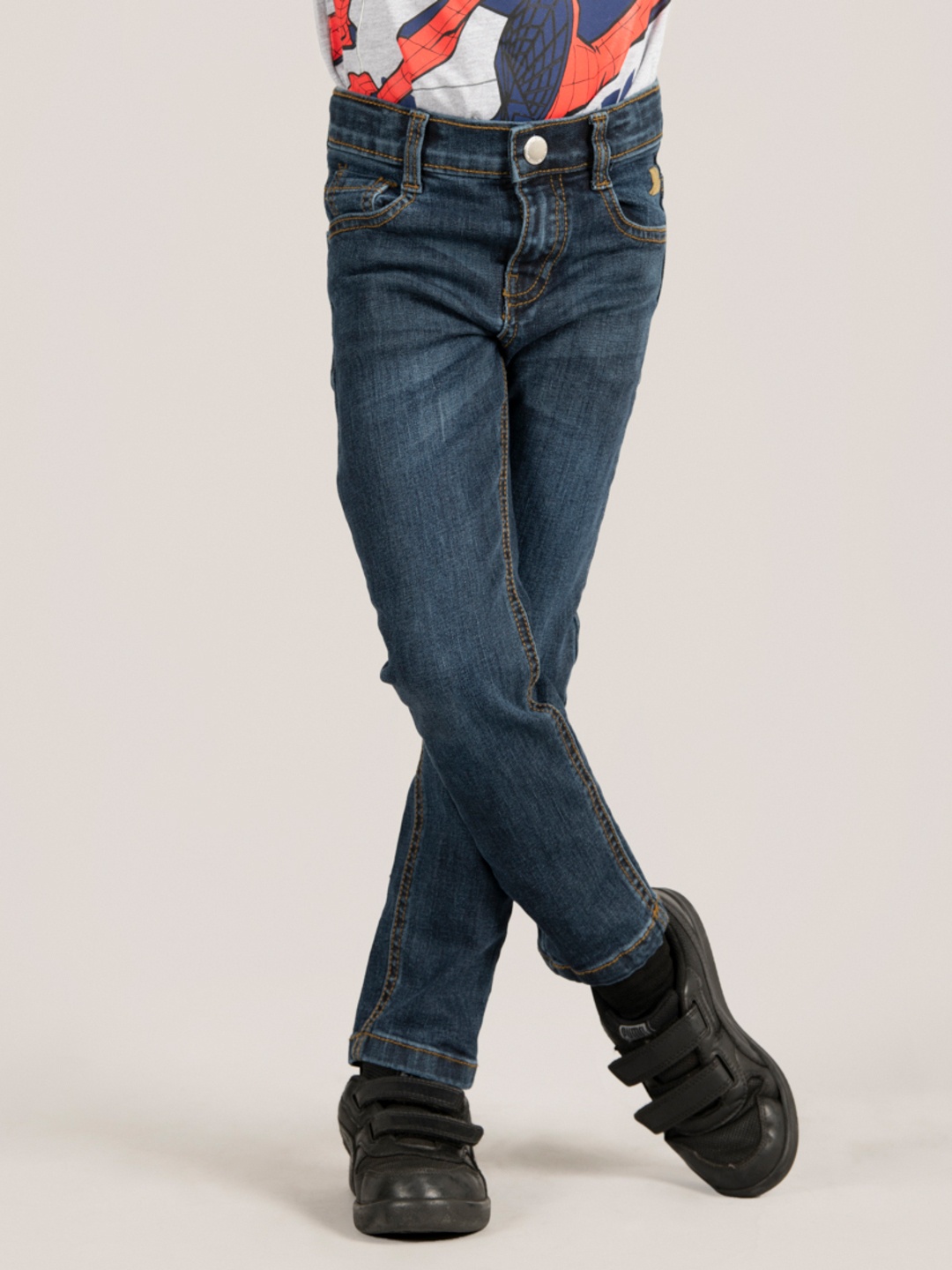 

Zalio Boys Light Fade Stretchable Pure Cotton Jeans, Blue