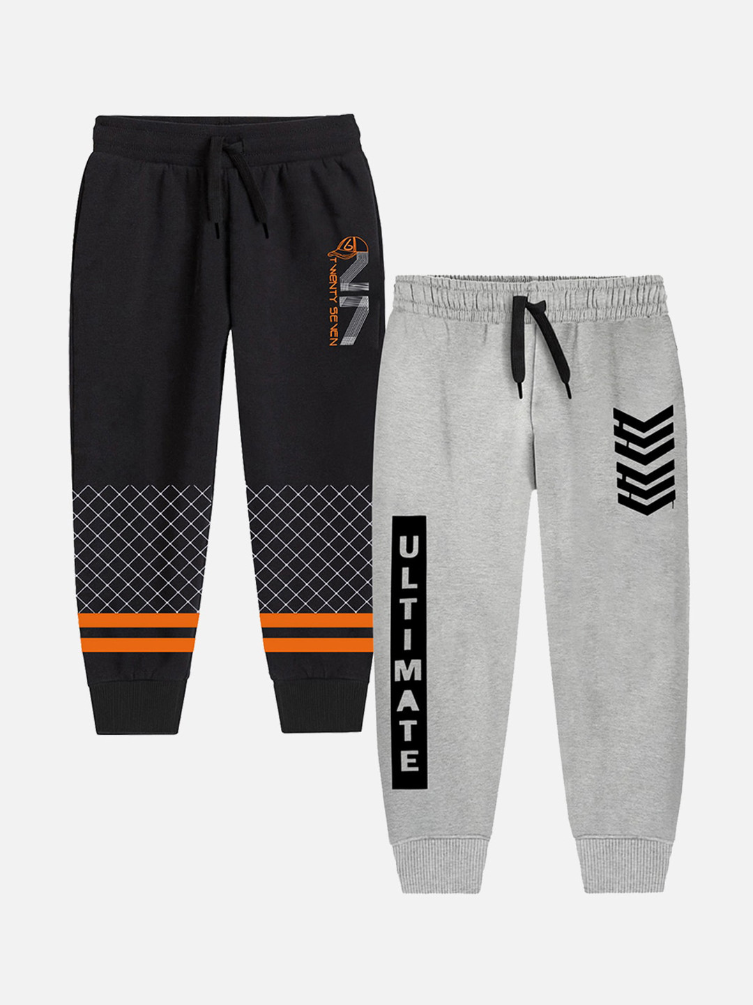 

Trampoline Boys Pack Of 2 Printed Cotton Joggers, Black