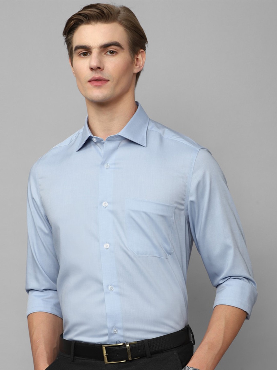 

Louis Philippe Spread Collar Formal Pure Cotton Shirt, Blue