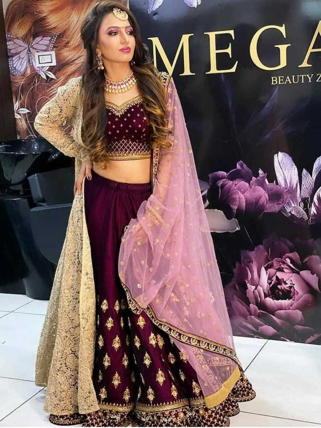 

Kedar Fab Embroidered Semi-Stitched Lehenga & Unstitched Blouse With Dupatta, Purple