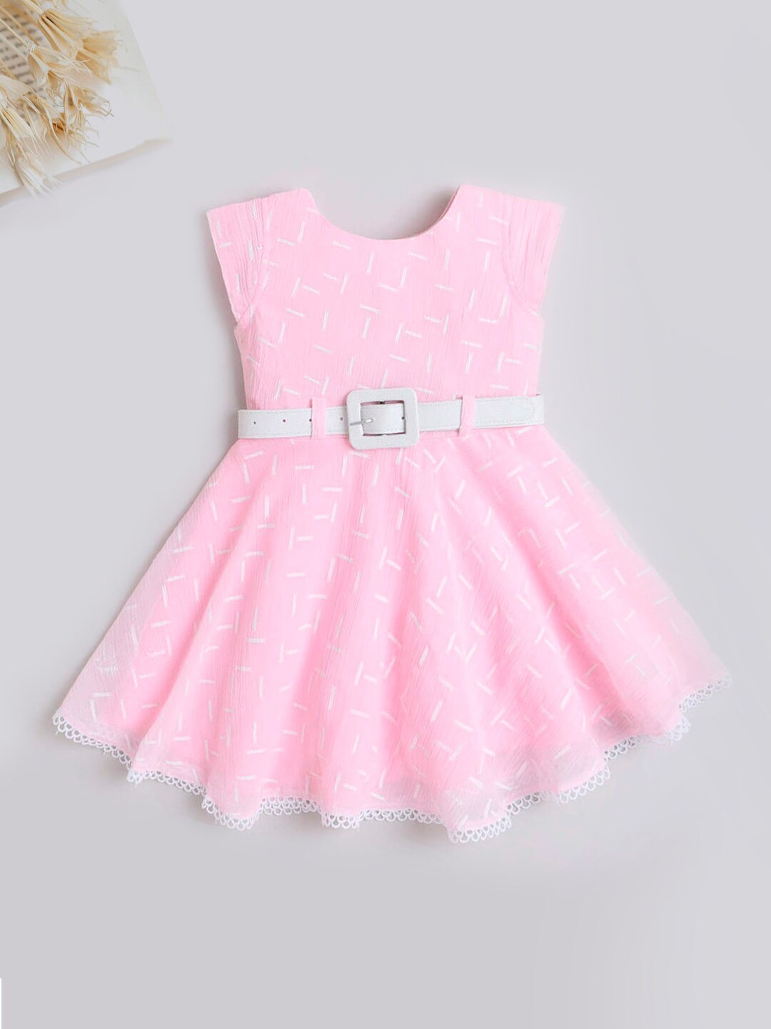 

The Magic Wand Girls Conversational Printed Fit & Flare Dress, Pink