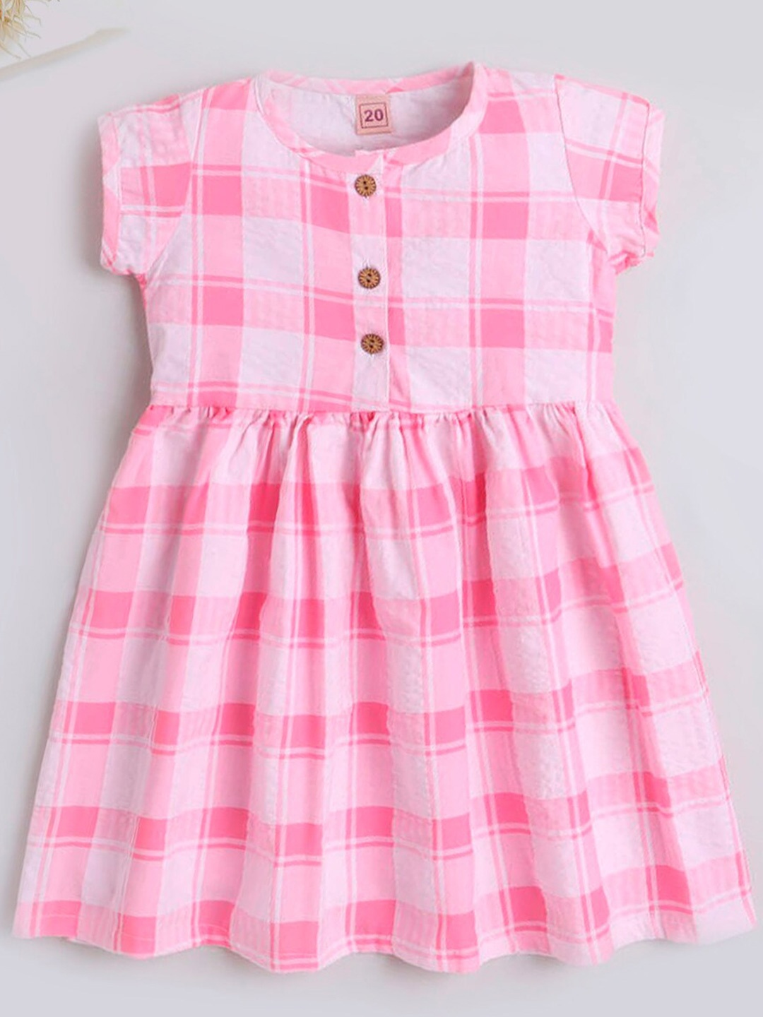 

The Magic Wand Girls Checked Fit & Flare Dress, Pink