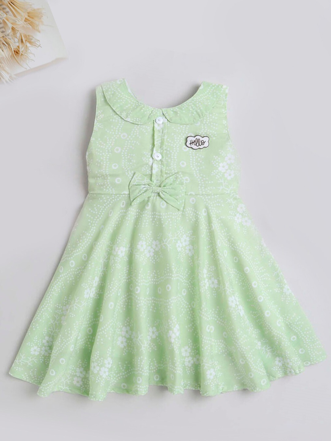 

The Magic Wand Girls Floral Printed Fit & Flare Dress, Green