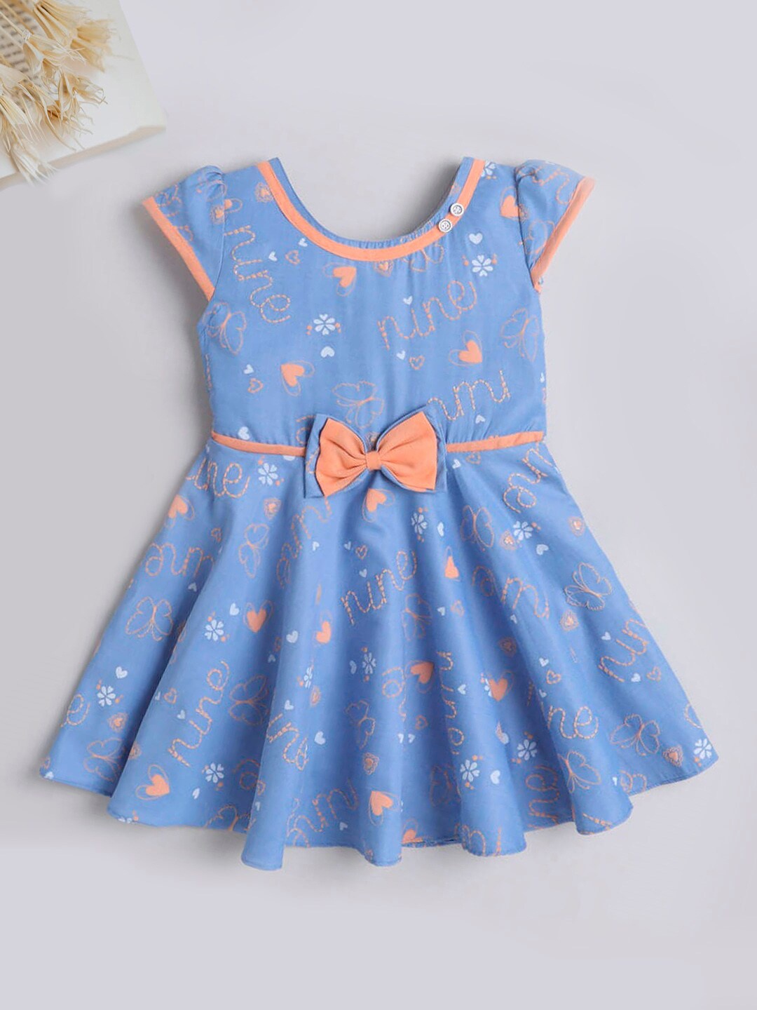 

The Magic Wand Girls Conversational Print Fit & Flare Dress, Blue
