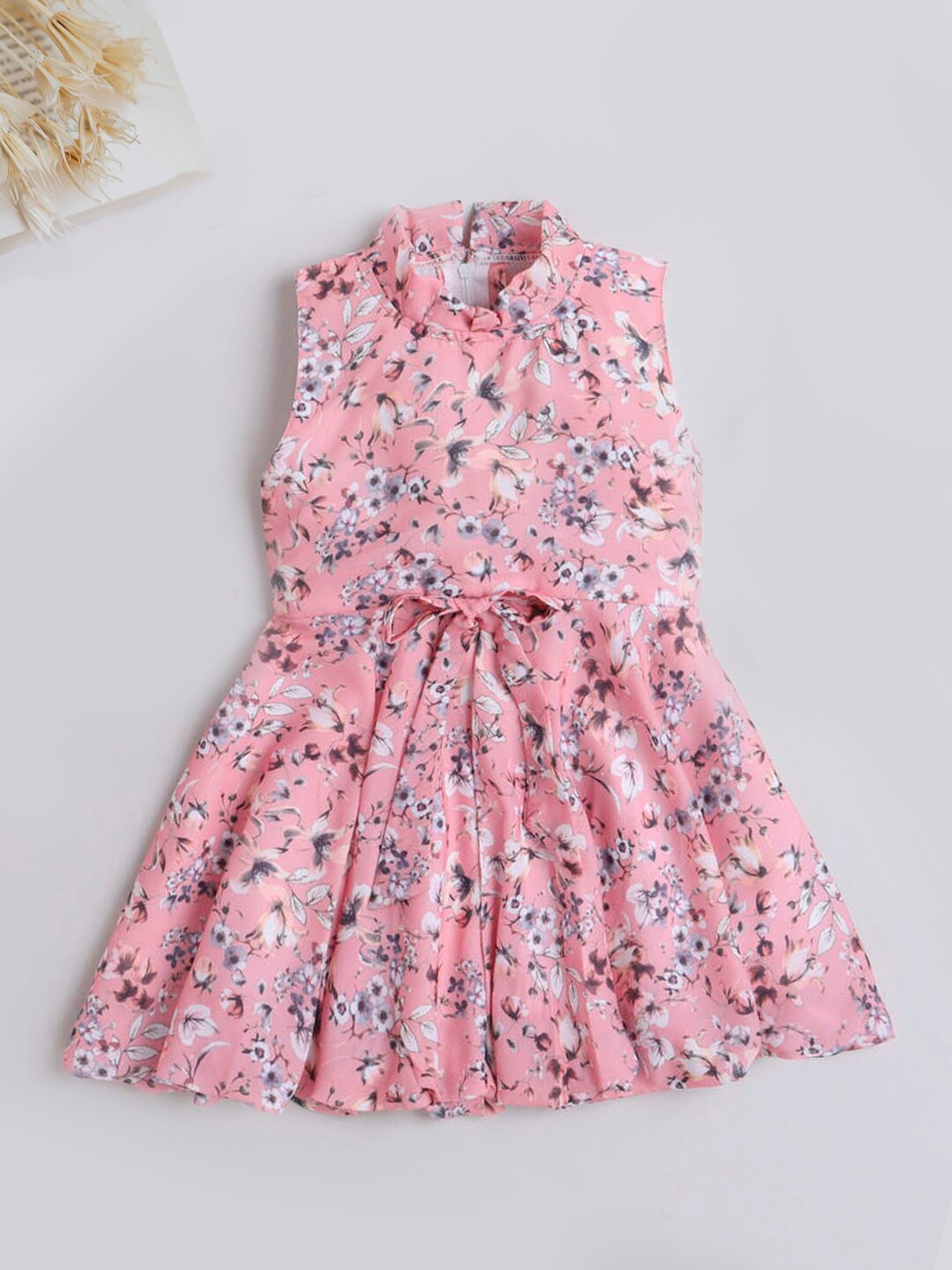 

The Magic Wand Girls Floral Print Fit & Flare Dress, Peach