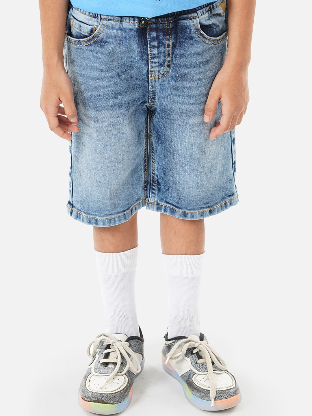 

Zalio Boys Washed Pure Cotton Denim Shorts, Blue
