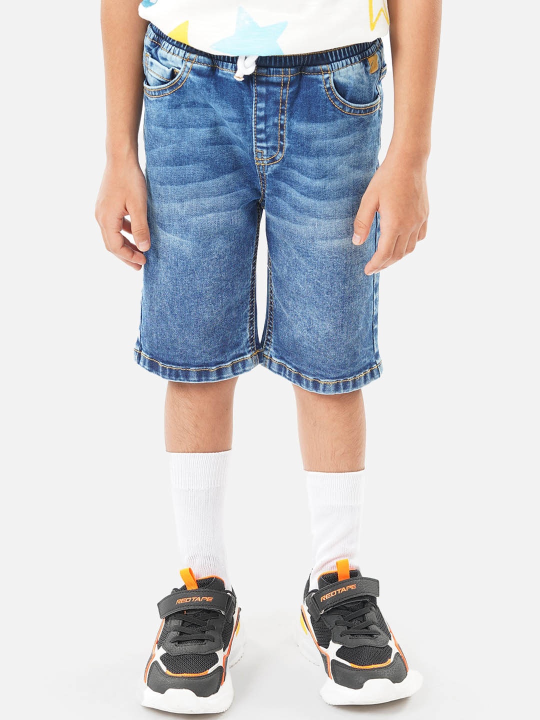 

Zalio Boys Washed Pure Cotton Denim Shorts, Blue