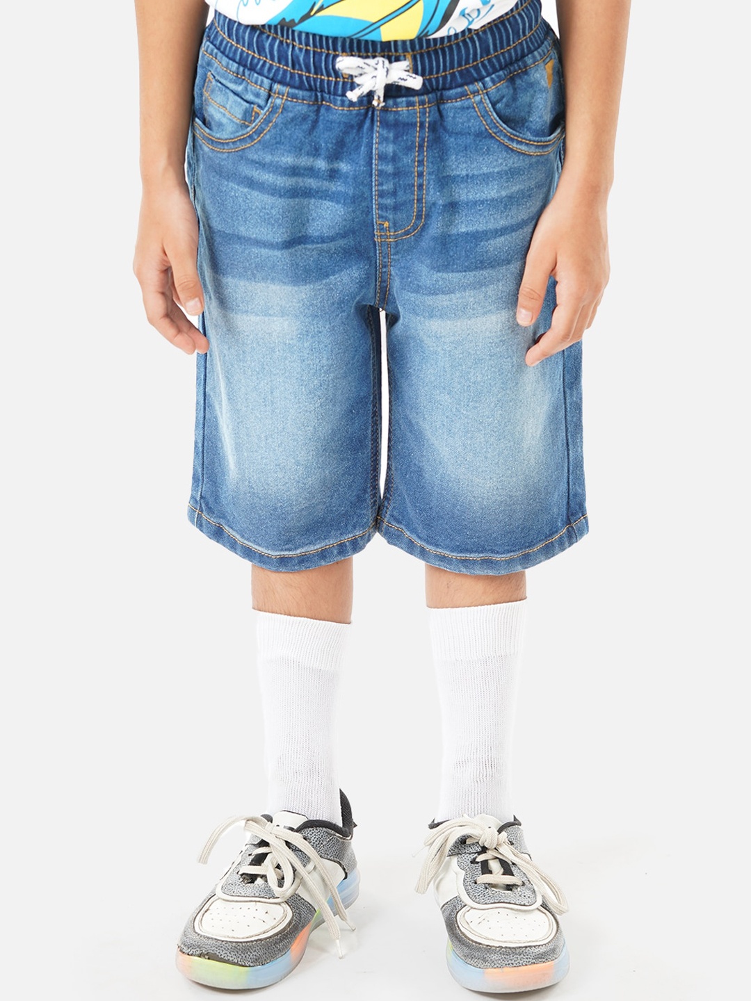 

Zalio Boys Washed Pure Cotton Denim Shorts, Blue