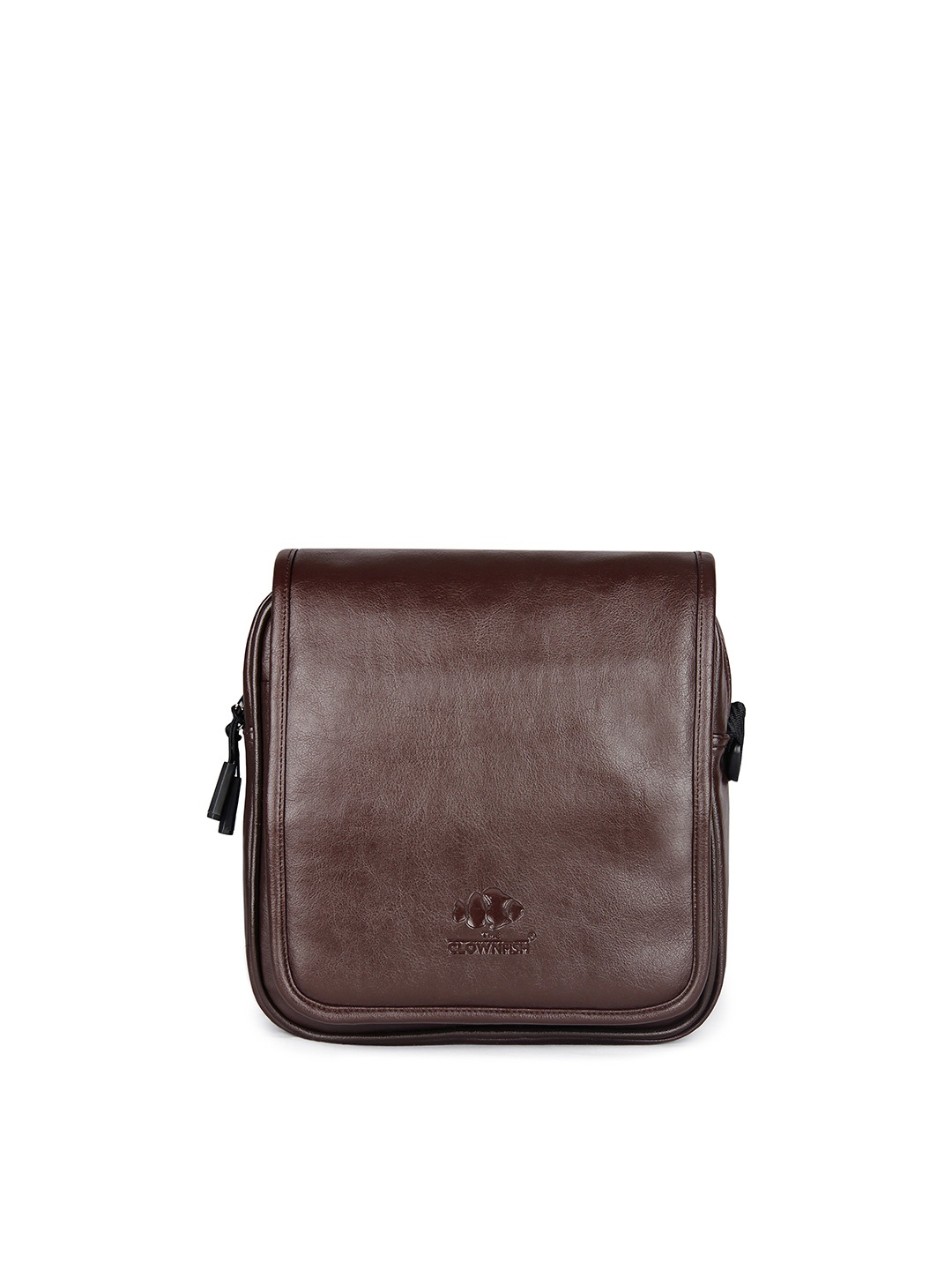 

THE CLOWNFISH Faux Leather Messenger Bag, Brown